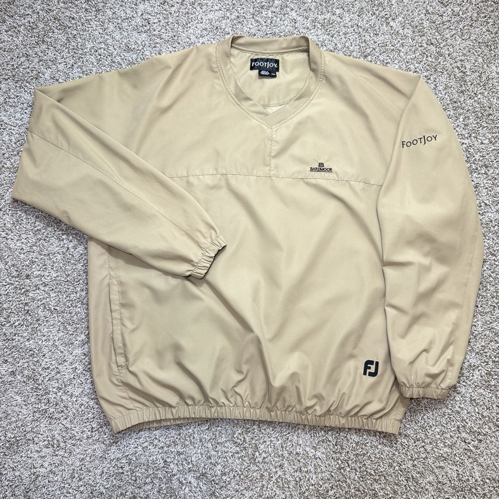 VTG Y2K FootJoy Mens XXL Tan Golf Windbreaker Pullover Bardmoor FJ Embroidered